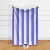 Large Cabana stripe - Crocus Blue and cream white - Candy stripe - Awning stripes - nautical - Striped wallpaper - resort coastal sunbrella