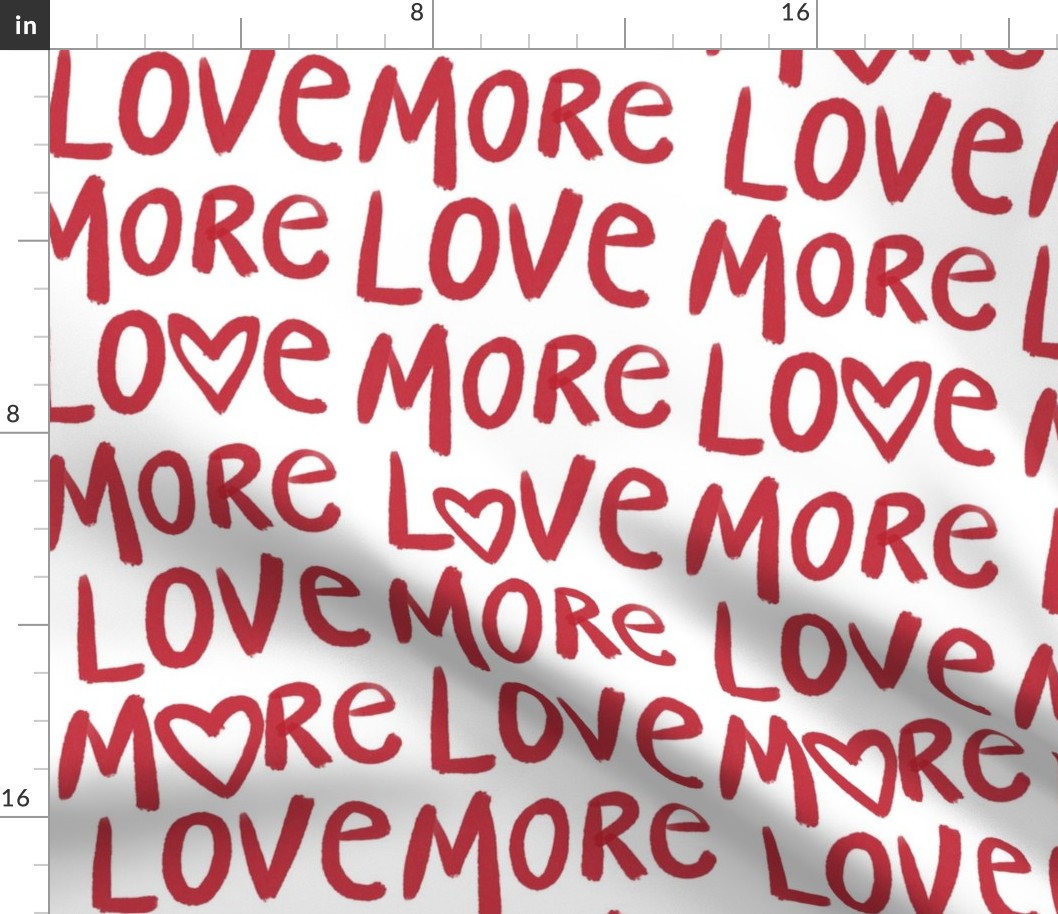 Medium - More love - love more - Red and white - Valentines lettering - letters text - Valentines hearts - romantic Typography - Gender Neutral