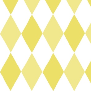 Medium - harlequin diamond - Indian Yellow and white - hand drawn brush stroke - Rhombus Lozenge pattern Checkered Geometric - fun happy wallpaper