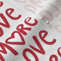 Small - More love - love more - Red and white - Valentines lettering - letters text - Valentines hearts - romantic Typography - Gender Neutral