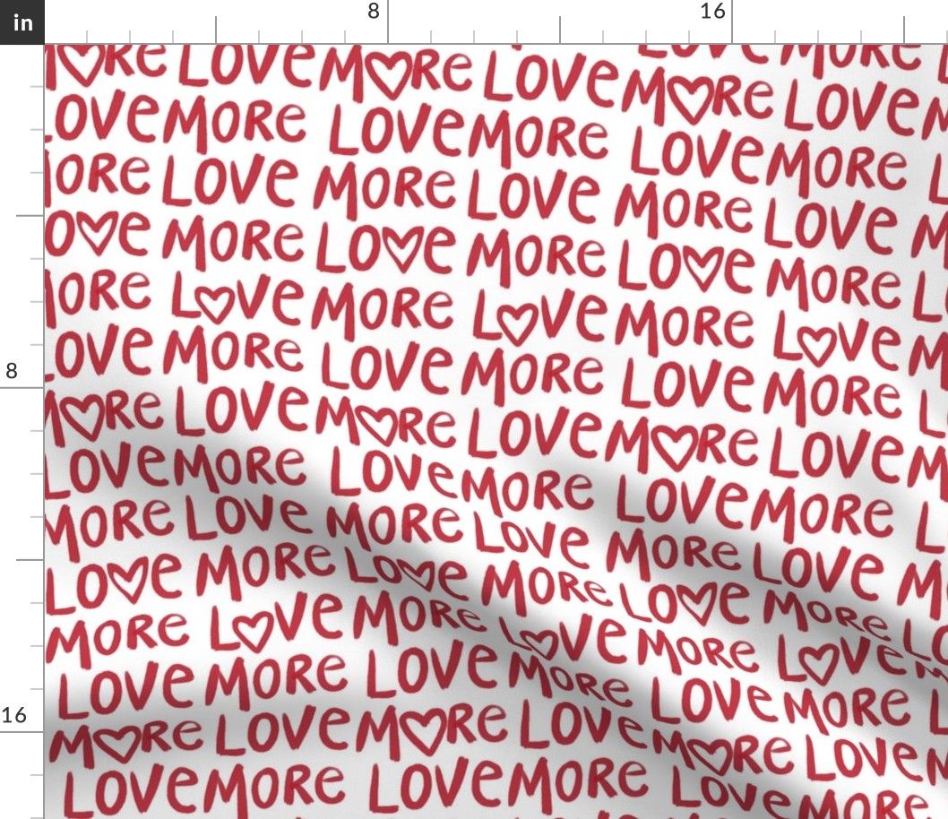 Small - More love - love more - Red and white - Valentines lettering - letters text - Valentines hearts - romantic Typography - Gender Neutral