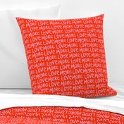 Small - More love - love more - Lavender Pink and Orange red - Valentines lettering - letters text - Valentines hearts - romantic Typography - Girly