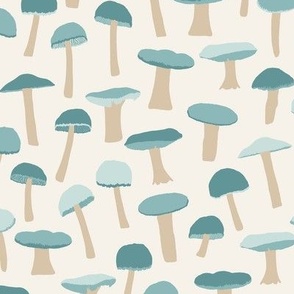 Toadstool 12w x 12.87h EXTRA LARGE SIZE (Teal on Cream) 