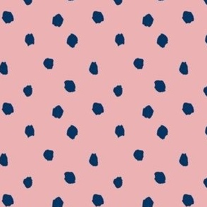 Navy Polka dots on muted pink