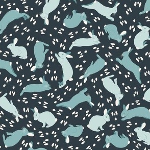 Cottontail Trail 12w x 9.6h EXTRA LARGE SCALE (Teal on Navy) 