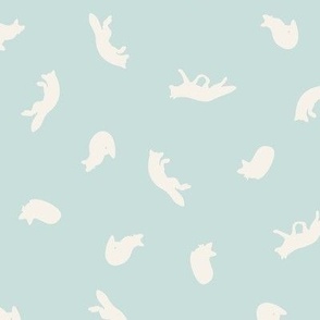 Frolicking Fox 14x14 (Cream on Light Teal) EXTRA LARGE SIZE