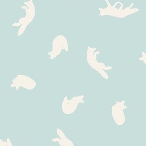 Frolicking Fox 18x18 (Cream on Light Teal) EXTRA LARGE SIZE