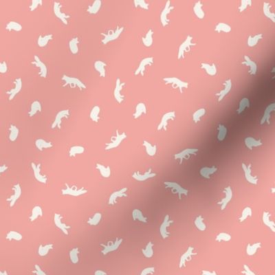 Frolicking Fox 6x6 (Cream on Medium Pink) MEDIUM SIZE