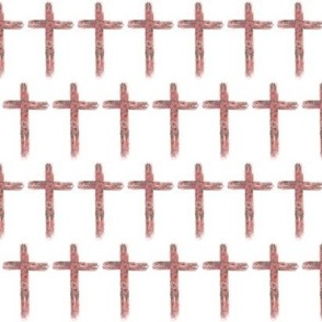 Pink Rose Crosses on White 