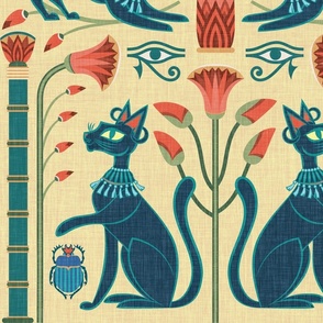 Pawpyrus Cats Wallpaper in Jewel Tones