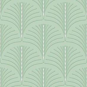 Art Deco Palm Leaf Sage Green