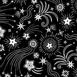 Sparkly Night Stars (x-large), black and white