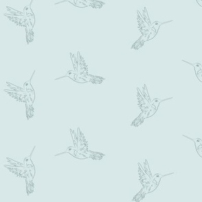 Hummingbirds, Aqua Mist Blue, Birds, Nature, Traditional, Duvets, Wallpaper, JG_Anchor_Designs_