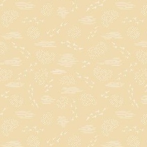 Meander 4w x 4.36h (Cream on Yellow) SMALL SIZE