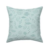 Meander 12w x 13.08 (Dark Teal on Light Teal) EXTRA LARGE SIZE