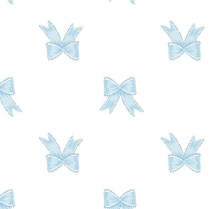 Large Two Directional Benjamin Moore Pastel Blue Bow Ribbons on Pure White (#ffffff) Background