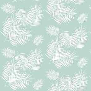 tropical palm fronds - mint, medium scale 