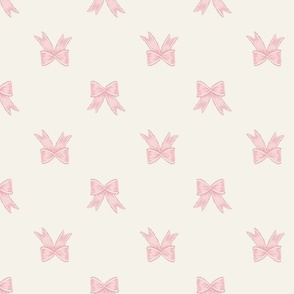 Medium Two Directional Pink Bow Ribbons on Benjamin Moore Alabaster White Background