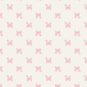 Small Two Directional Pink Bow Ribbons on Benjamin Moore Alabaster White Background