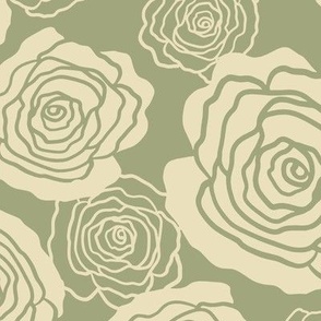 Wild Roses-Muted Sage Green