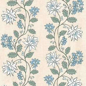 Tenni Floral vine Ivory and light blue