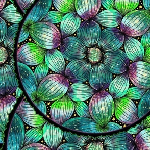 Petals and Seedpods Mandala, Teal Green Floral