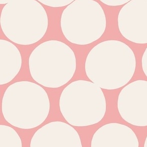 Bold Spots Medium Scale off White on Shell Pink