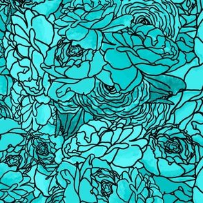 Roses Aqua Cyan Blue