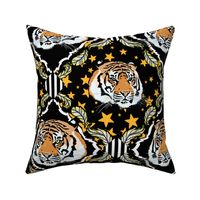 Ornate tiger damask, with stars