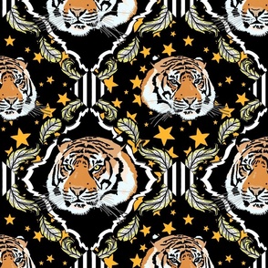 Ornate tiger damask, with stars