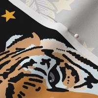 Ornate tiger damask, with stars, large scale
