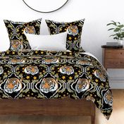 Ornate tiger damask, with stars, large scale