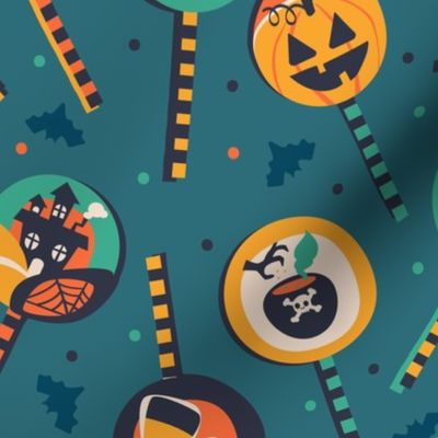 Halloween Lollipops Retro Teal Orange