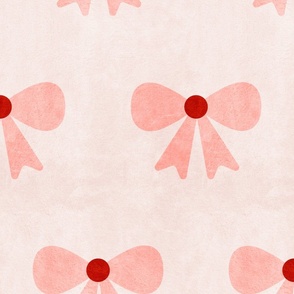 Bows- Vintage Geometric- Pink Red on Light Blush- Large Scale