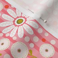 Daisies, Dots and Stripes - Pink and Orange