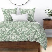 Foliage in Cache Pot Block print, sage green and white, (XL) 24" 