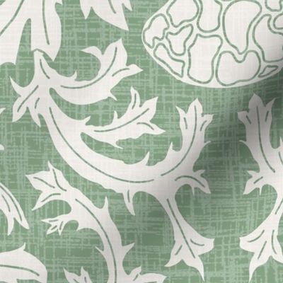 Foliage in Cache Pot Block print, sage green and white, (XL) 24" 