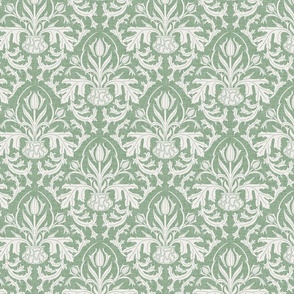 Foliage in Cache Pot Block print, sage green and white,  (S) 8" 