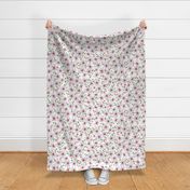 Summer/Spring, Pink-White Flowers "Lilly Bells" Collection in a non directional pattern on white background by Mona Lisa Tello