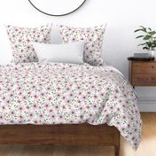 Summer/Spring, Pink-White Flowers "Lilly Bells" Collection in a non directional pattern on white background by Mona Lisa Tello