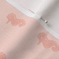 Minimal sea life   – Cute seahorses       -pastel peach and  light pink             //  Small scale