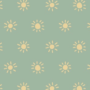 Minimal sea life   – Scattered sun        -    minty green and  golden yellow              //   Big scale