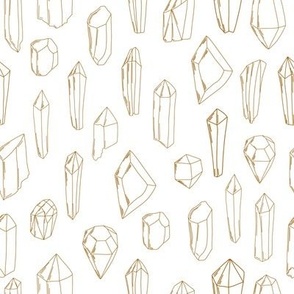 Golden hand drawn line art crystals