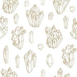 Golden hand drawn line art crystals