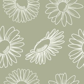 Line art daisy flower print