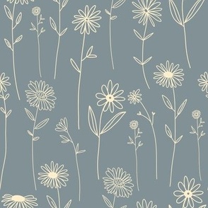 Simple line art daisy flowers botanical design