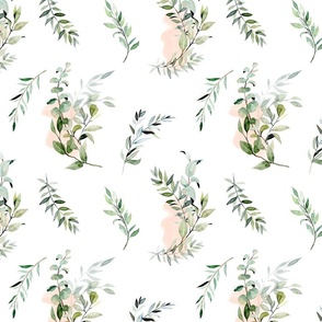 Watercolor greenery floral print