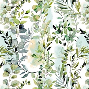 Watercolor greenery floral print