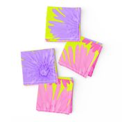 Pink and Purple Floral Photography - Pink and Purple Dandelions on Yellow Background - JUMBO SIZE