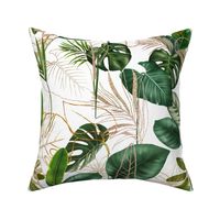 Green and golden tropical leaves